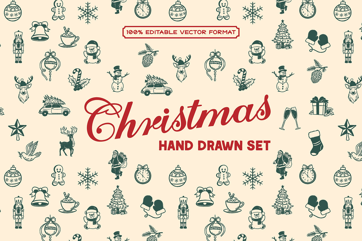 Christmas Hand Drawn Vector Set, an Object Illustration by Blazing Sun Creative (Photo 1 of 12)