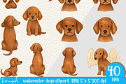 Watercolor Dog - Dachshund CLIPART, an Animal Illustration by TanuschArts (Thumbnail 5 of 6)