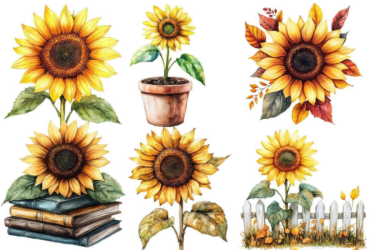 Autumn Sunflowers Clipart, an Illustration by Designworld (Photo 4 of 6)