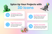 3D Cartoon Animals Icon Set, an Animal 3D Model by Flat Icons (Thumbnail 3 of 8)