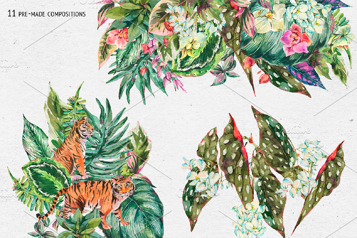 Tropical leaves graphic pack, an Illustration by Belusuab (Photo 8 of 16)