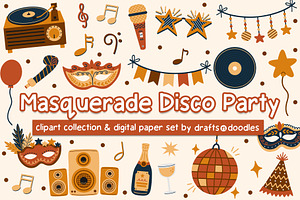 Masquerade Disco Party Graphics Set