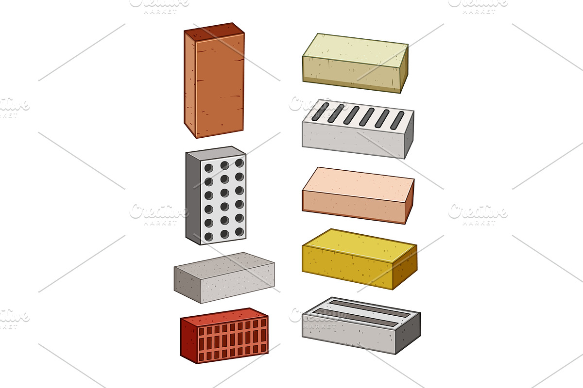 Bricks collection showing different, an Object Illustration by pikepicture