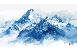 Alpine Mountain Ranges Watercolour, an Illustration by LadadikArt