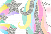 Unicorn Faces Silver Clipart,Pattern, an Illustration by Mia's Graphic Design (Thumbnail 7 of 10)