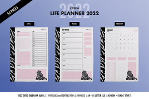 Zebra Life Planner 2022