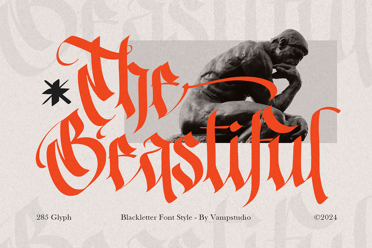 The Beastiful Modern Blackletter, a Blackletter Font by Vampstudio (Photo 1 of 13)