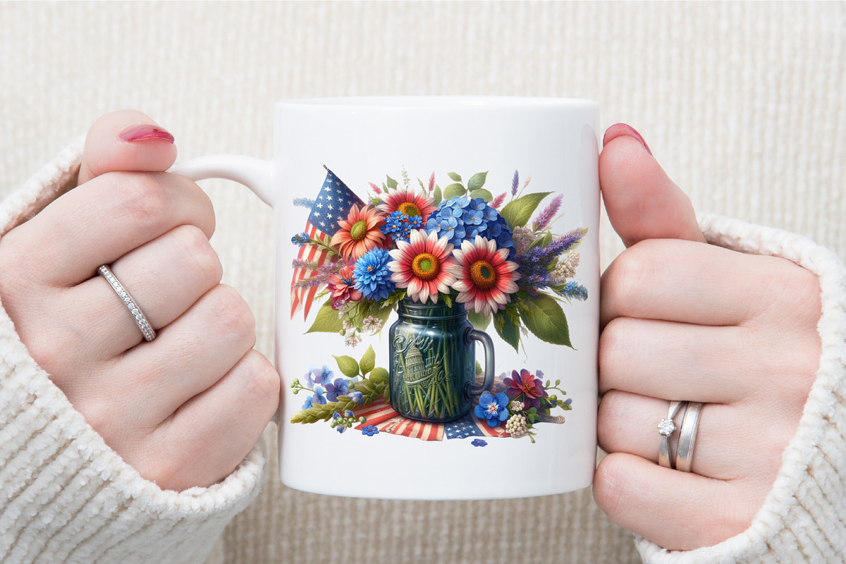 Vintage Patriotic Flowers in Jar PNG, an Illustration by Sublimation Artist (Photo 5 of 6)