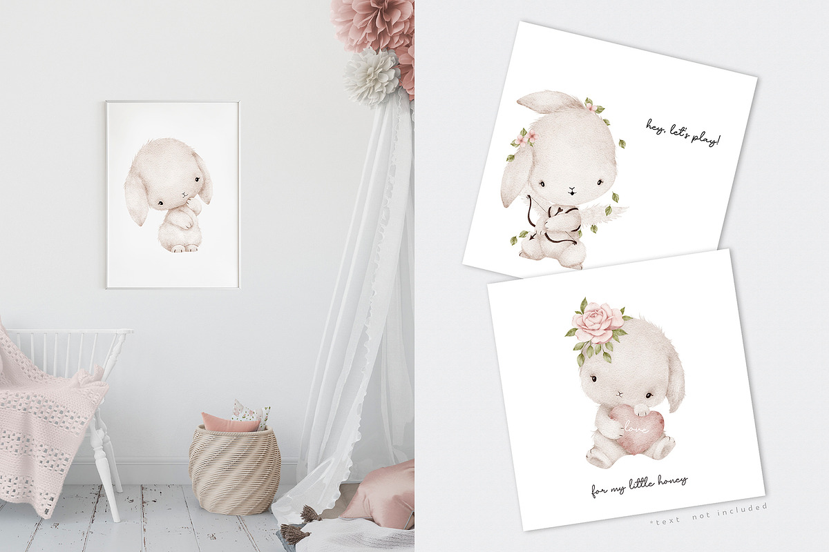 LOVELY BUNNIES watercolor set, an Animal Illustration by erasovas (Photo 6 of 11)