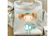 Whimsical Christmas Nurse Clipart, an Illustration by OK Design (Thumbnail 6 of 6)