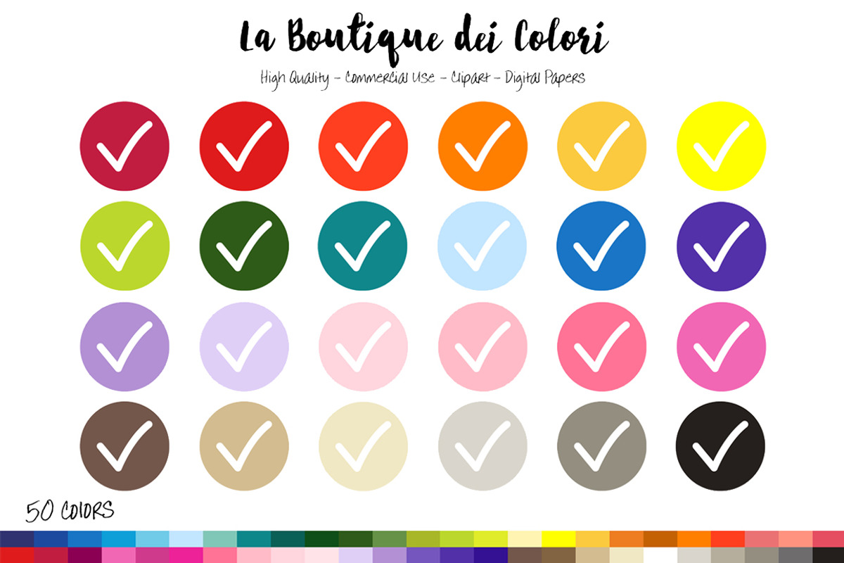 50 Rainbow Tick Clip Art, an Illustration by La Boutique dei Colori