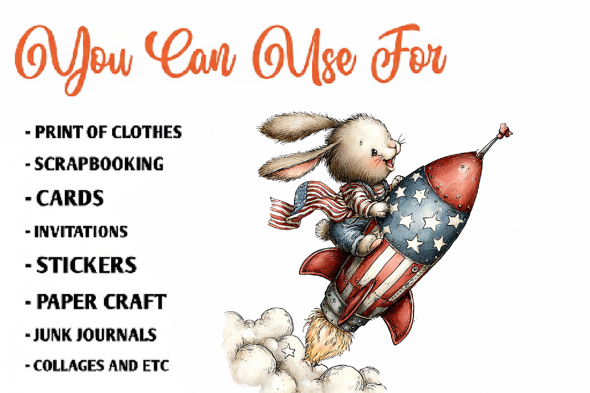 Whimsical Patriotic Animals Clipart, an Animal Illustration by CreationArt (Photo 5 of 7)