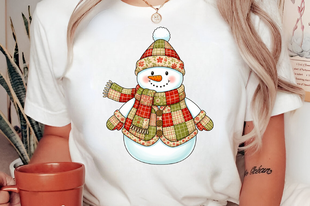 Patchwork Snowman png, Merry Christm, an Illustration by Libby Wishes (Photo 2 of 8)