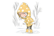 Character a cute girl in the rain, an Illustration by Natalia Skripko (Thumbnail 2 of 2)