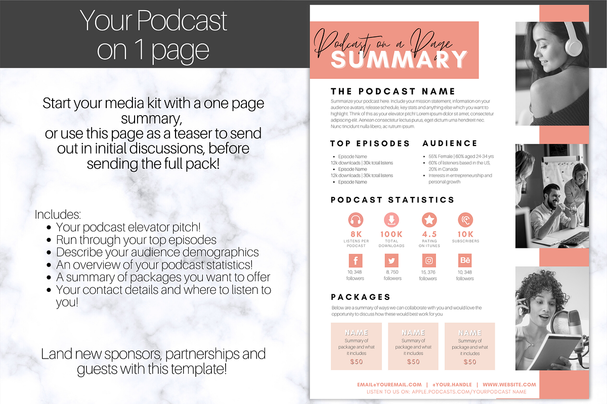 Podcast MEDIA KIT Template | 3 pages, a Presentation Template by Templatables (Photo 2 of 8)