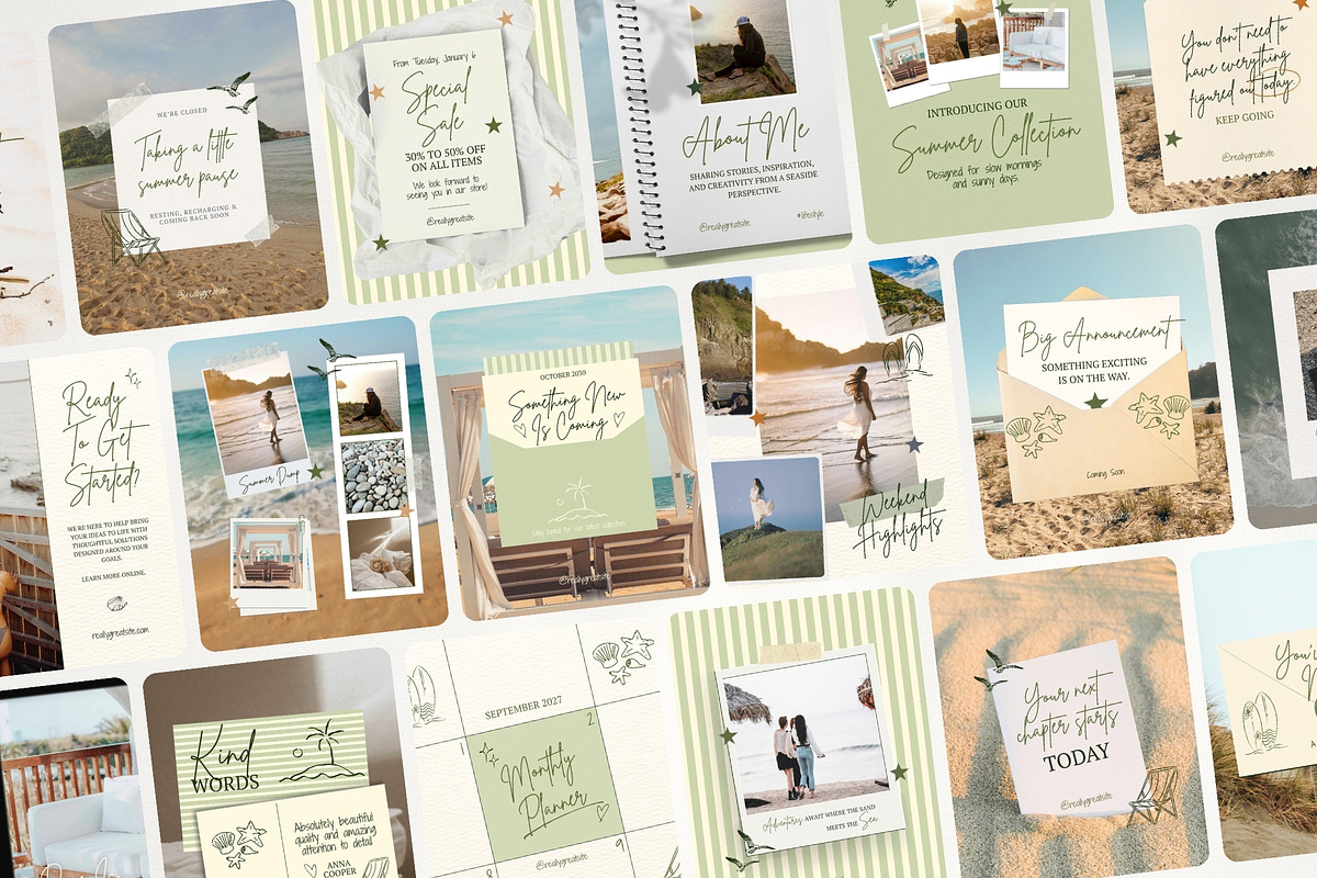 Green Coastal Scrapbook Instagram, a Social Media Template by Anna Design Studio (Photo 1 of 11)