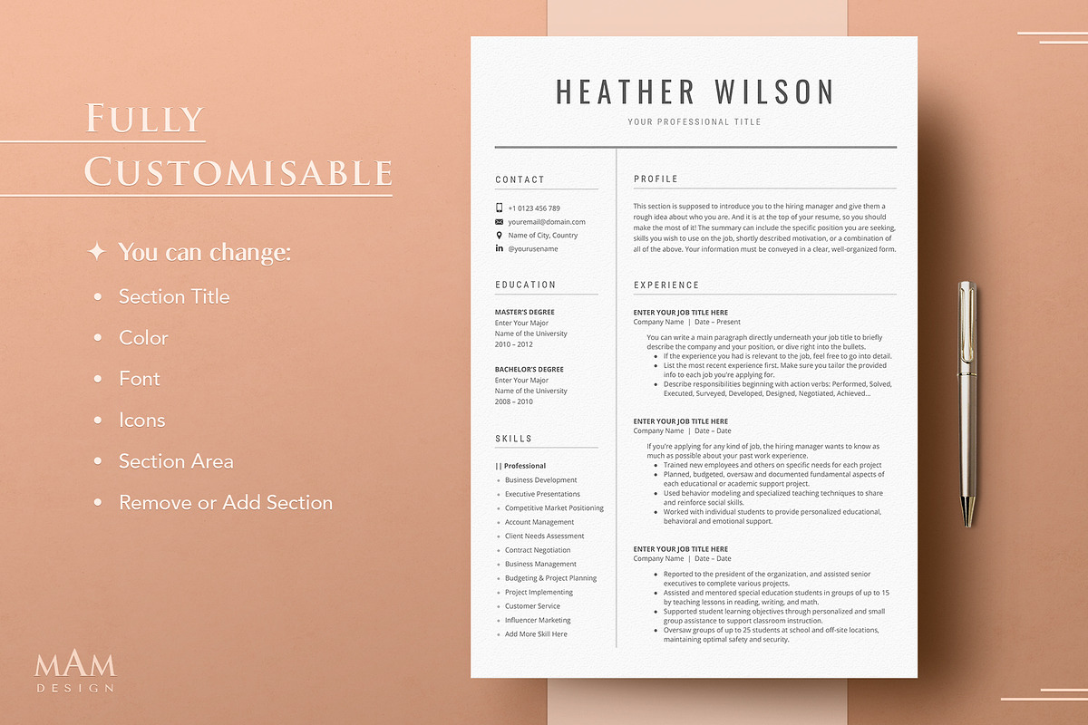 Professional Resume CV Template, a Resume Template by MAM Design (Photo 6 of 10)