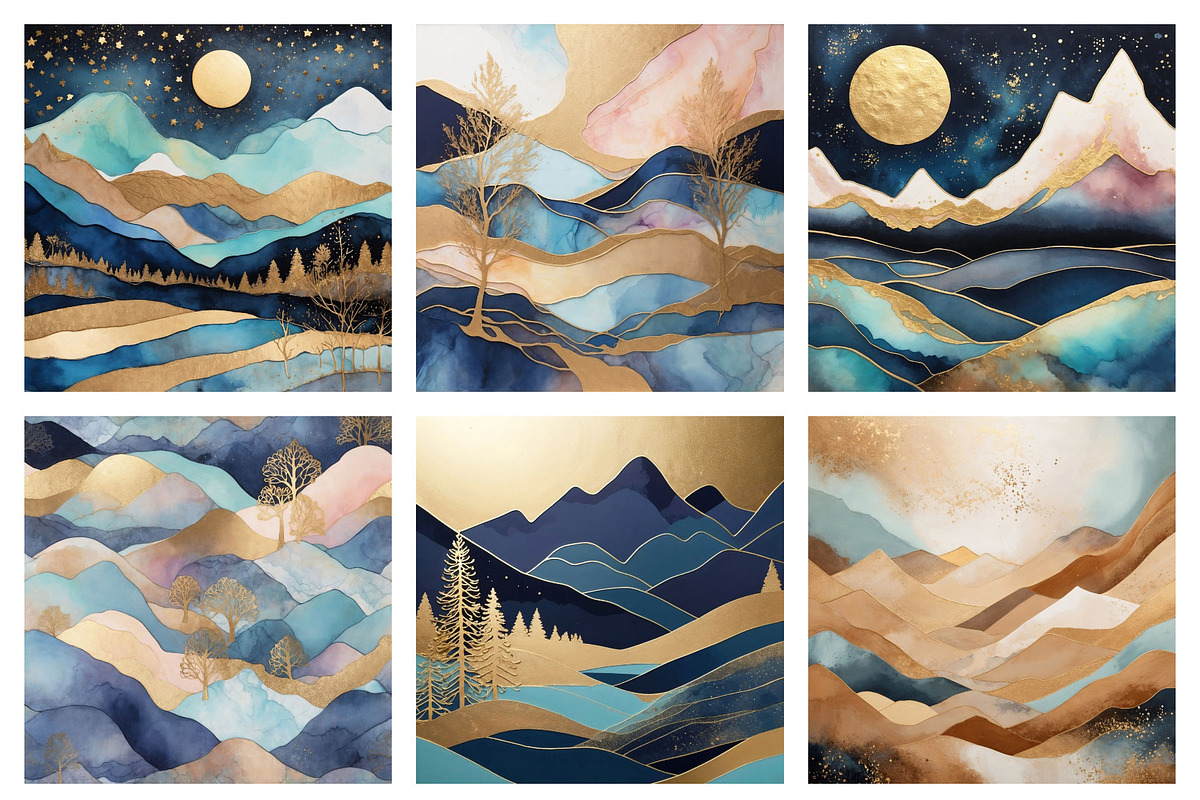 Gold Autumn Landscape & Sky, a Background Graphic by by creative paper (Photo 10 of 18)