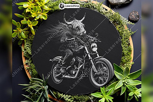 Highland Cow Motorcycle Wild Bull