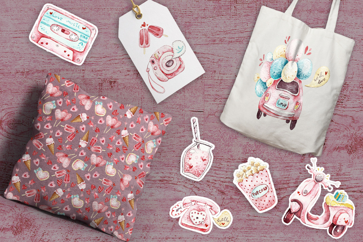 Watercolor Pink Things, a Texture Illustration by talloshau's illustrations (Photo 5 of 5)