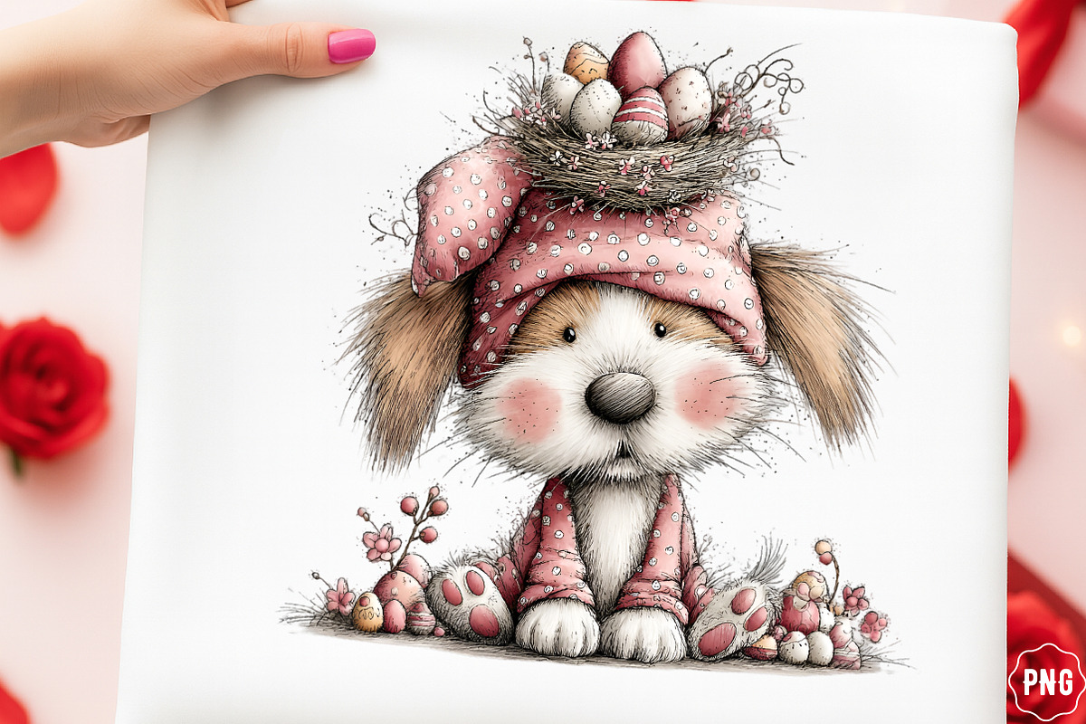 Whimsical Spring Funny Dog Clipart, an Animal Illustration by GatewayDesign (Photo 3 of 3)