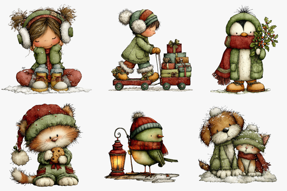Whimsical Winter Clipart Bundle, an Illustration by CreationArt
