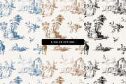 Chinoiserie Toile Seamless Patterns, a Pattern Graphic by Century Library (Thumbnail 3 of 8)