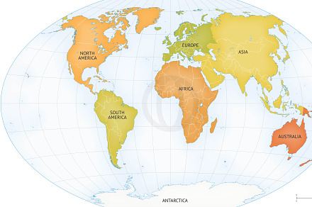 Vector map of world continents