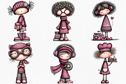 Watercolor Retro Girls Clipart, an Illustration by Canvas Craft (Thumbnail 3 of 7)