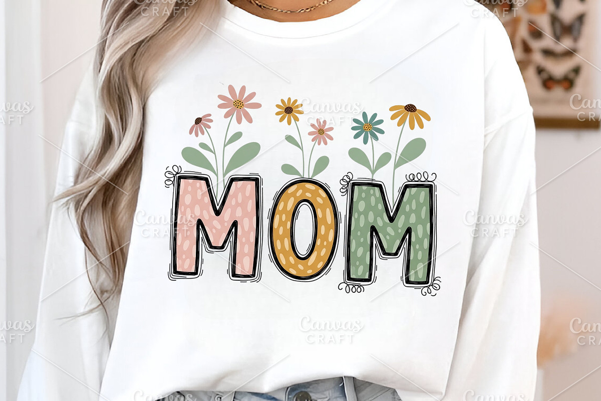 Floral Mom Printable Transfer PNG, an Illustration by Canvas Craft (Photo 3 of 6)