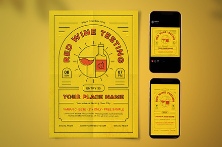 Red Wine Testing Flyer Set, a Flyer Template by Pitchlook.Studio