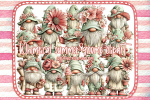 Whimsical summer gnome clipart, an Illustration by Designworld