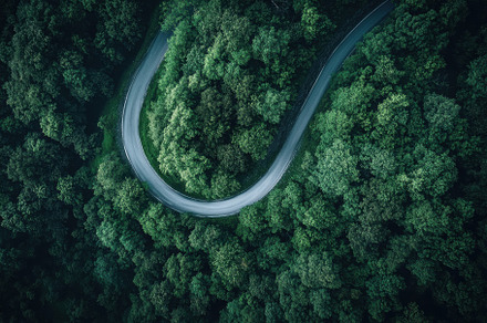 Aerial Top View of a Mountain road, a Photo by Pavel_design
