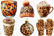 Watercolor Leopard Winter Clipart, an Illustration by Canvas Craft (Thumbnail 3 of 8)