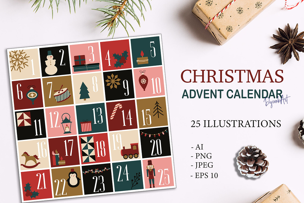 CHRISTMAS Advent Calendar, a Decorative Illustration by DysenkaArt (Photo 1 of 2)