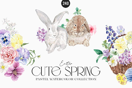 Cute Spring - Flora & Easter Bunnies