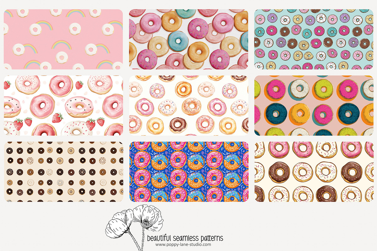 70 donuts seamless pattern, a Pattern Graphic by Poppy Lane Studio (Photo 2 of 10)