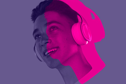 Close-up young man's face, head with colored silhouette, shadow isolated on lig, a Person Photo by Volodymyr Melnyk