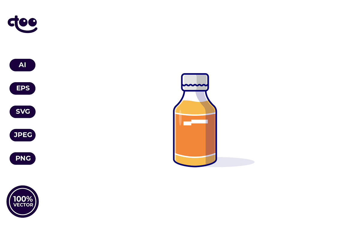 Simple Fruity Orange Glass Bottle, a Food Illustration by Satisfactoons (Photo 2 of 3)