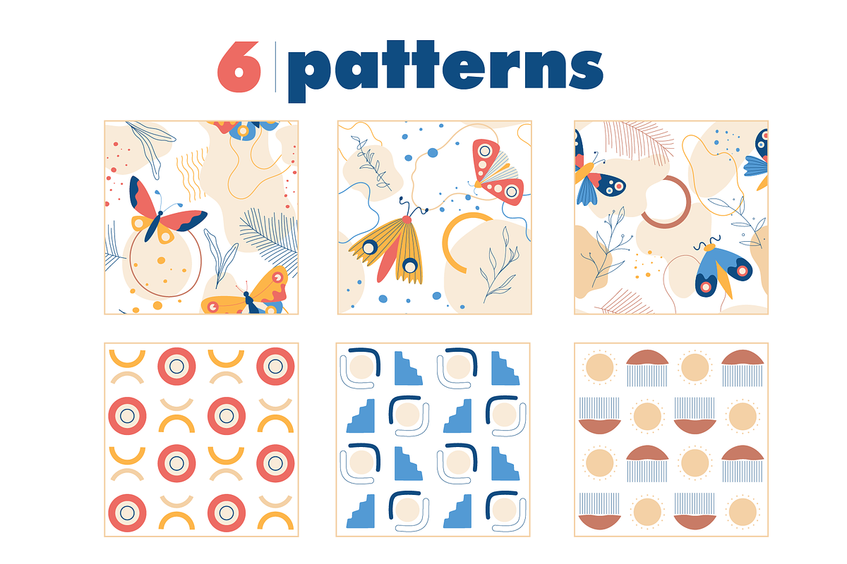 Modern abstract & butterflies set, an Illustration by museberry (Photo 6 of 7)