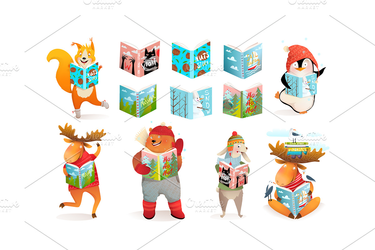 Animal Kids Studying Reading Books, an Animal Illustration by Popmarleo Shop (Photo 8 of 11)