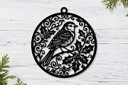Bird Floral Ornament Laser Cut, a Seasonal Illustration by CraftArtStudio (Thumbnail 2 of 3)