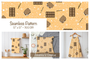 S’mores Seamless Pattern – Cozy Camp, an Illustration by Johanna V. Creative