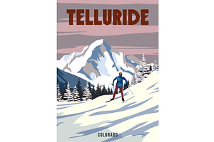 Travel Poster Ski Telluride Resort