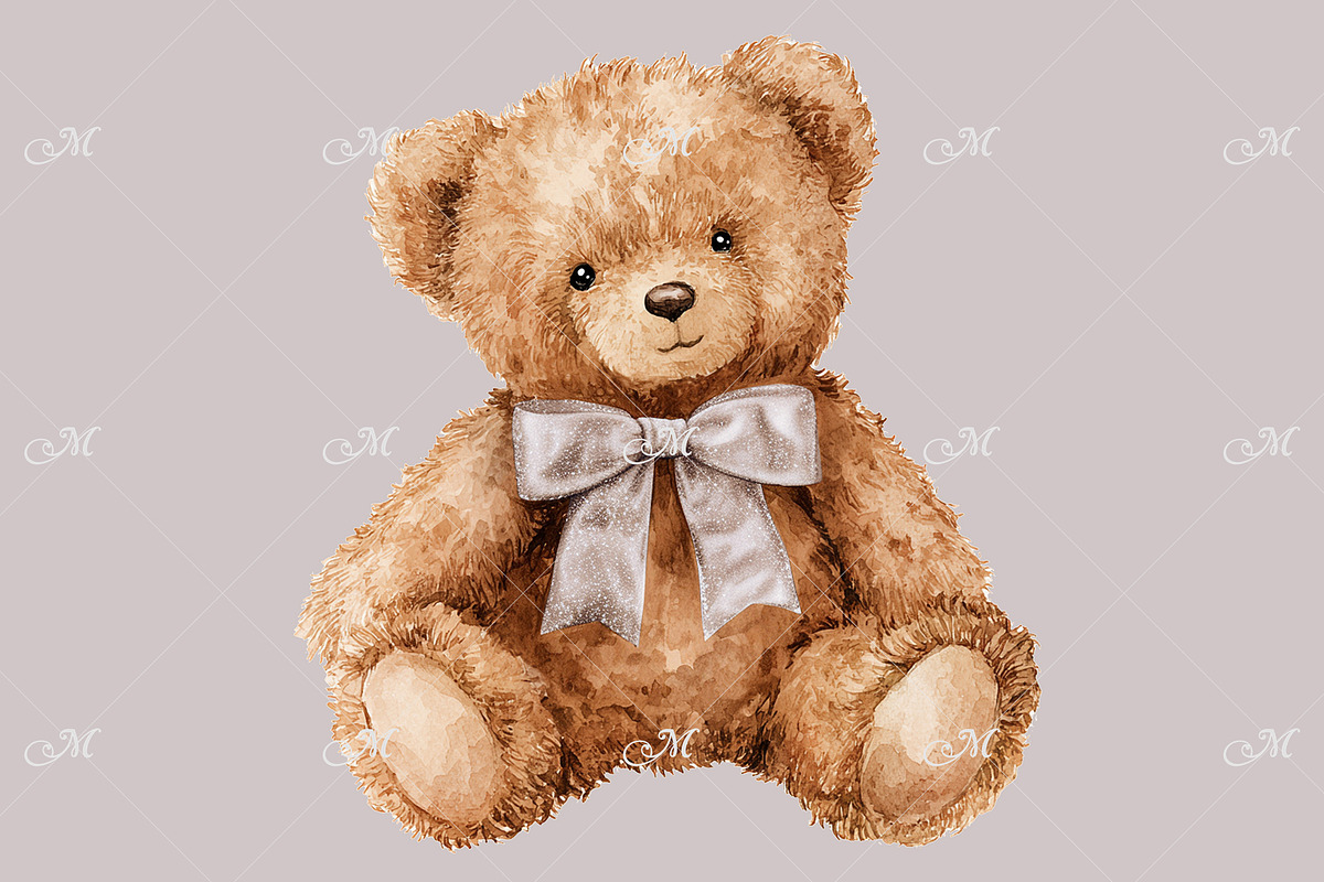 A Cute Teddy Bear with a Bow, an Object Illustration by Maddy's Art & Mockups (Photo 2 of 3)