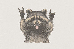 Rock On Raccoon PNG, Funny Animal, an Illustration by SharpMarketplace