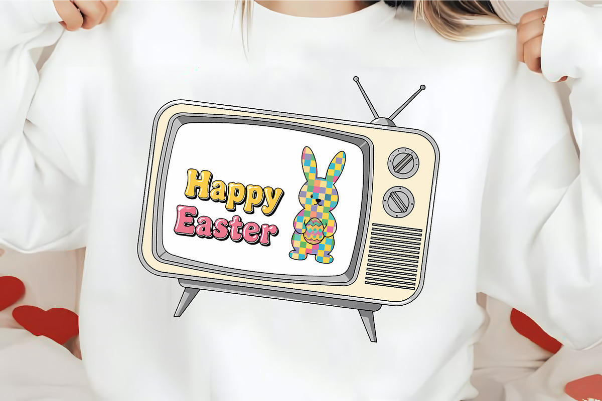 Retro TV Happy Easter Bunny Shirt SV, an Illustration by CrexoraLab (Photo 4 of 4)