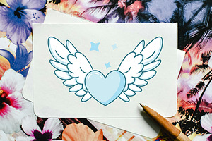 12 Lovely Flying Love Heart Wings