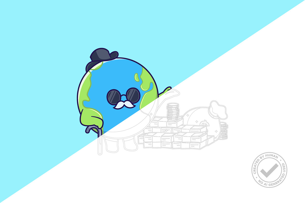 Cute Wealthy Rich Earth Money Icon, an Education Illustration by tkzgraphic (Photo 2 of 3)