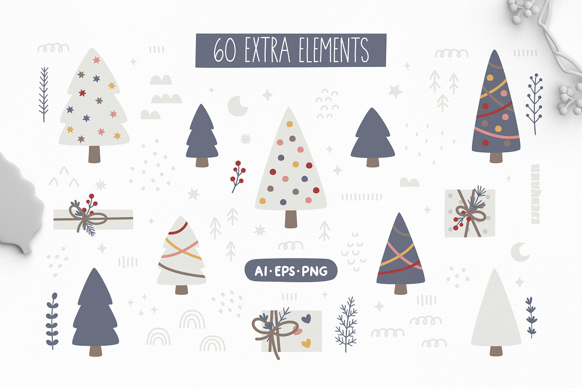 Winter Polar Bear Clipart & Patterns, a Seasonal Illustration by Ejevyaka (Photo 3 of 10)
